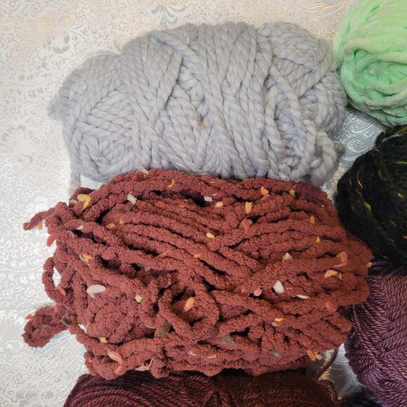 Mixed LOT yarn 6 skeins green gray purple Baby Bee blanket‎ Patons Chunky Tweed - Picture 2 of 10
